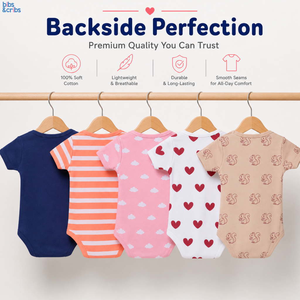 A Lightweight Baby Onesie Set of 5 in Soft Cotton