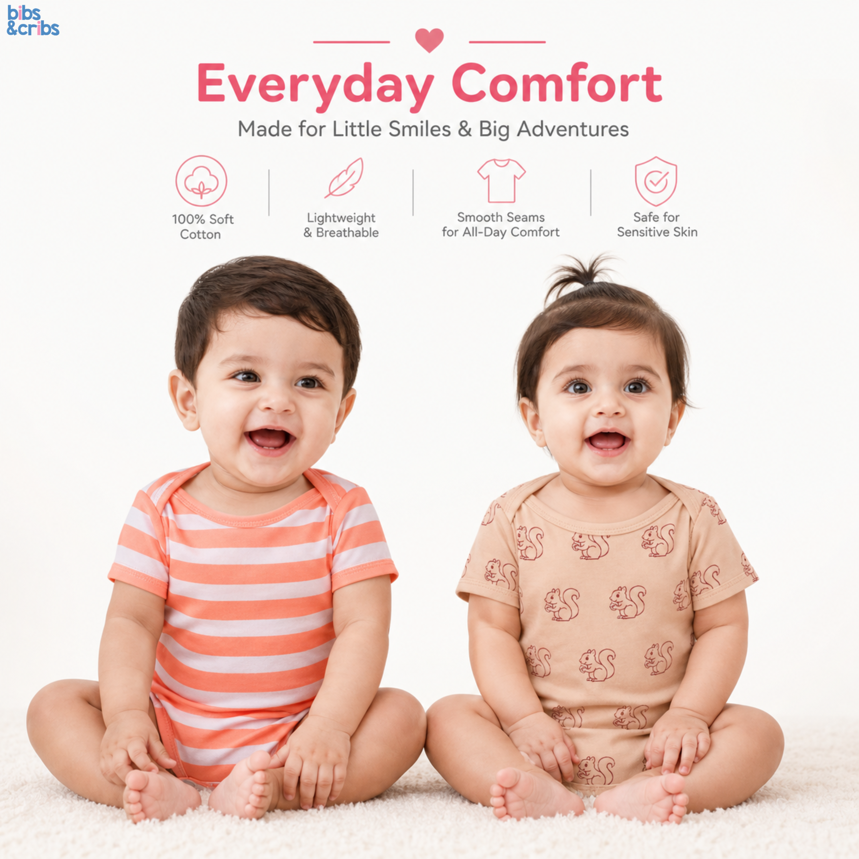 A Lightweight Baby Onesie Set of 5 in Soft Cotton