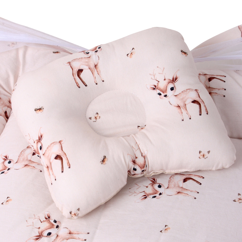 Baby Sleeping Bed with mosquito net (Deer Print)