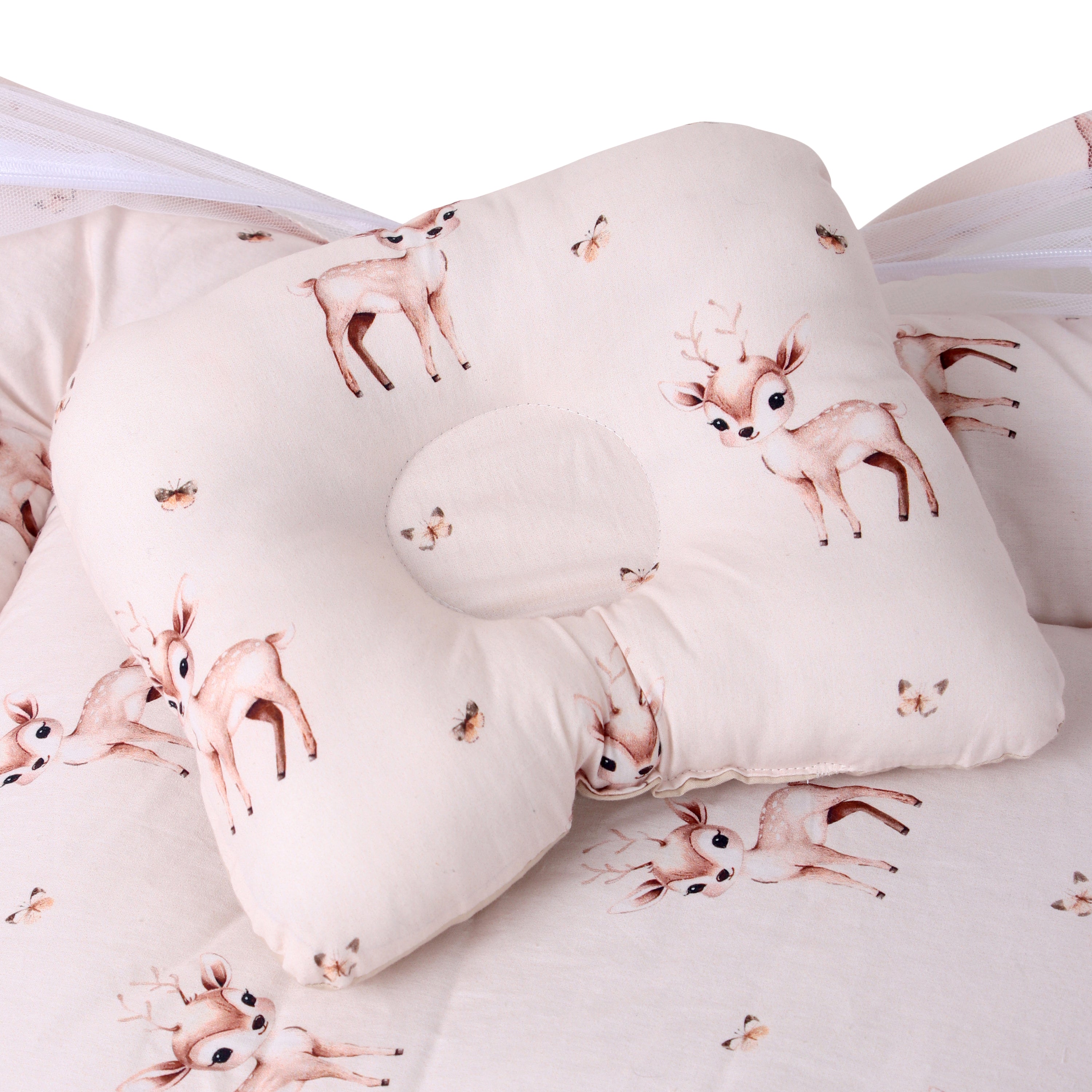 Baby Sleeping Bed with mosquito net (Deer Print)