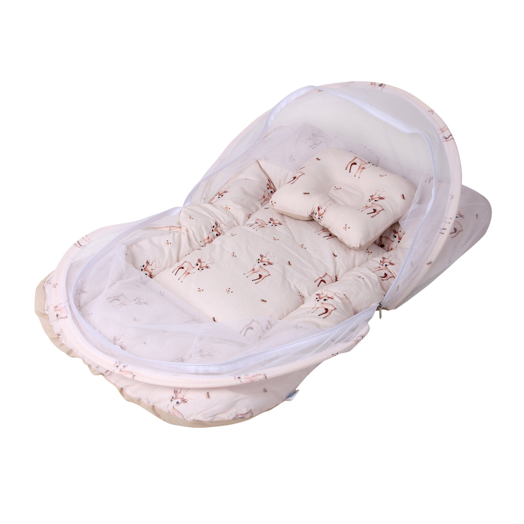 Baby Sleeping Bed with mosquito net (Deer Print)