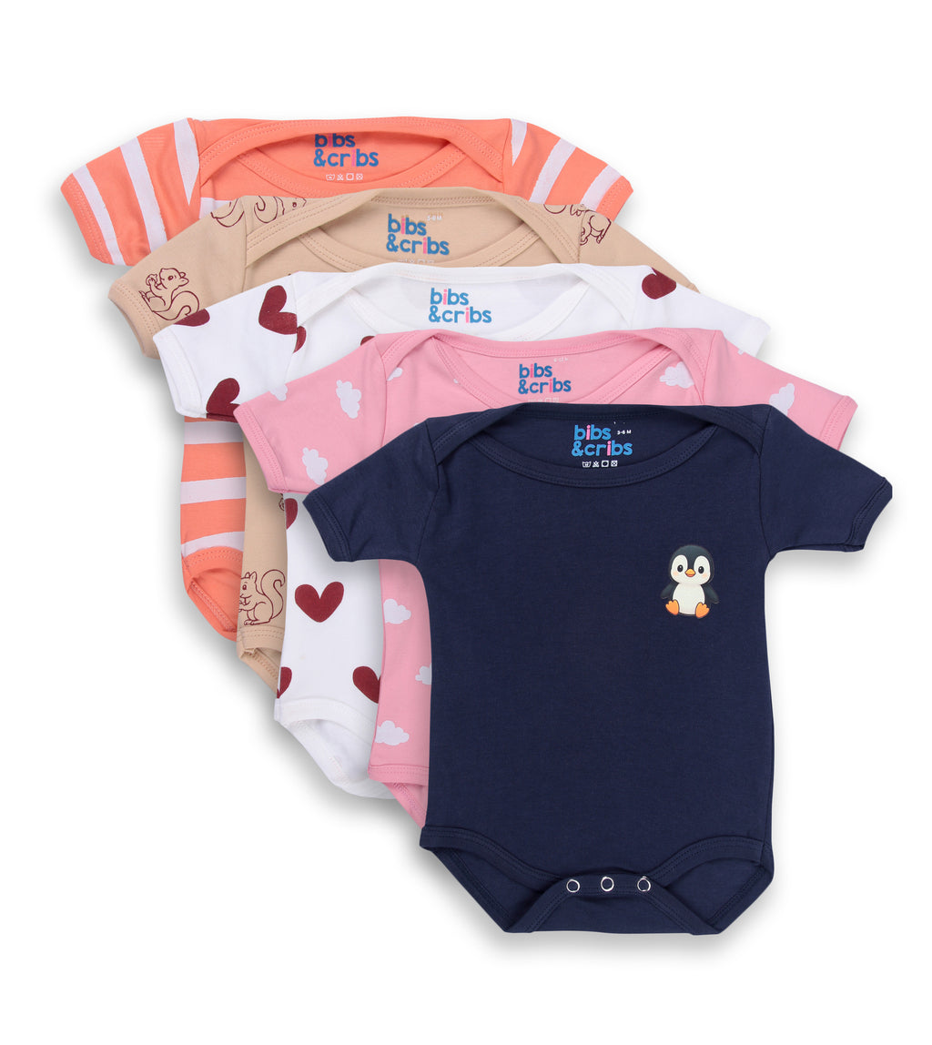 A Lightweight Baby Onesie Set of 5 in Soft Cotton