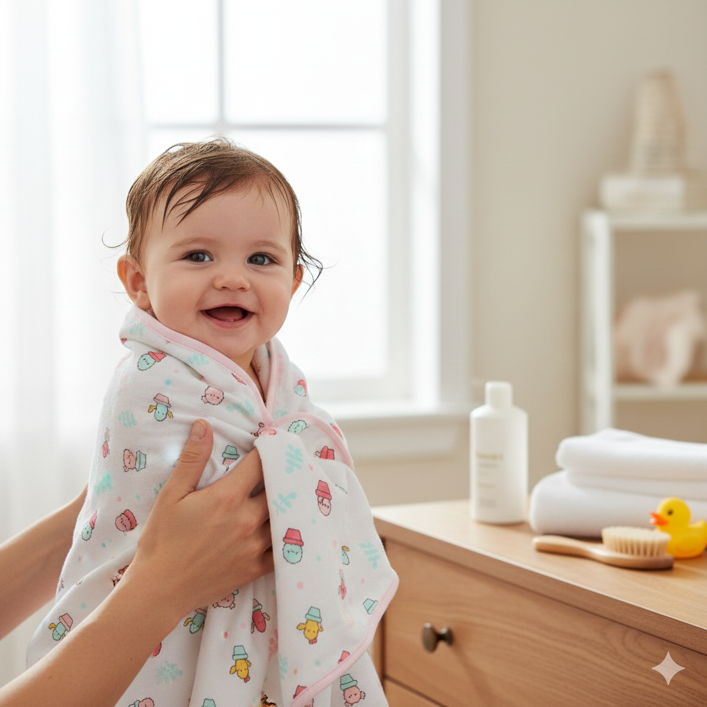 Muslin + Terry Hooded Towel - Cactus Print
