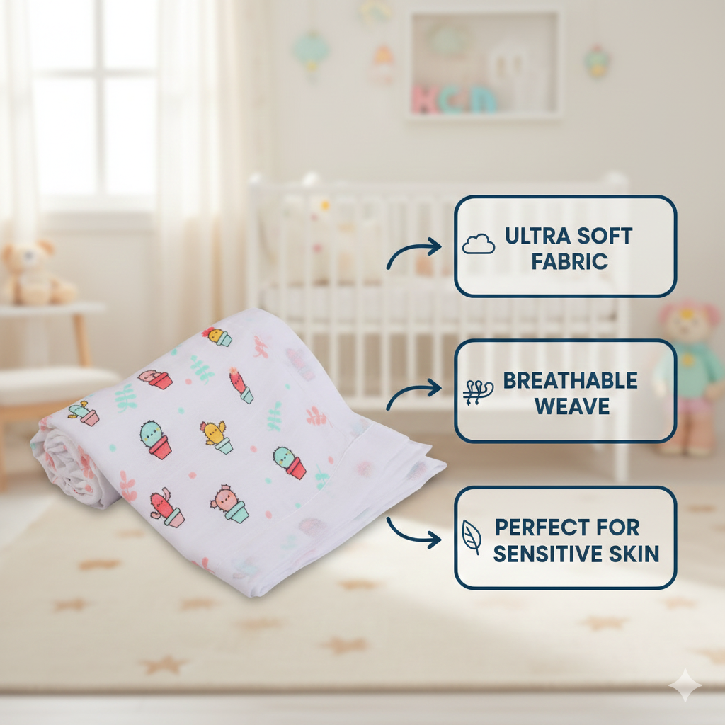 Muslin Baby Blanket – Cactus Print