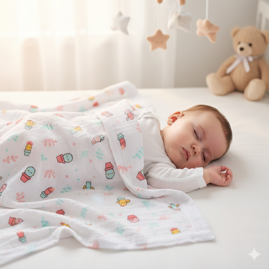 Muslin Baby Blanket – Cactus Print