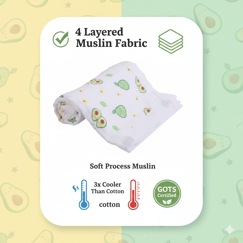 Muslin Baby Blanket – Avocado Print