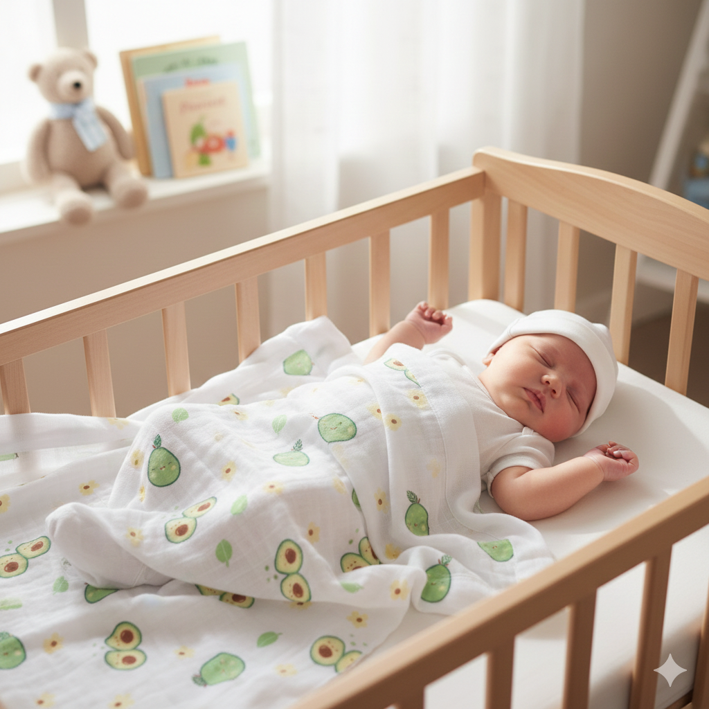 Muslin Baby Blanket – Avocado Print
