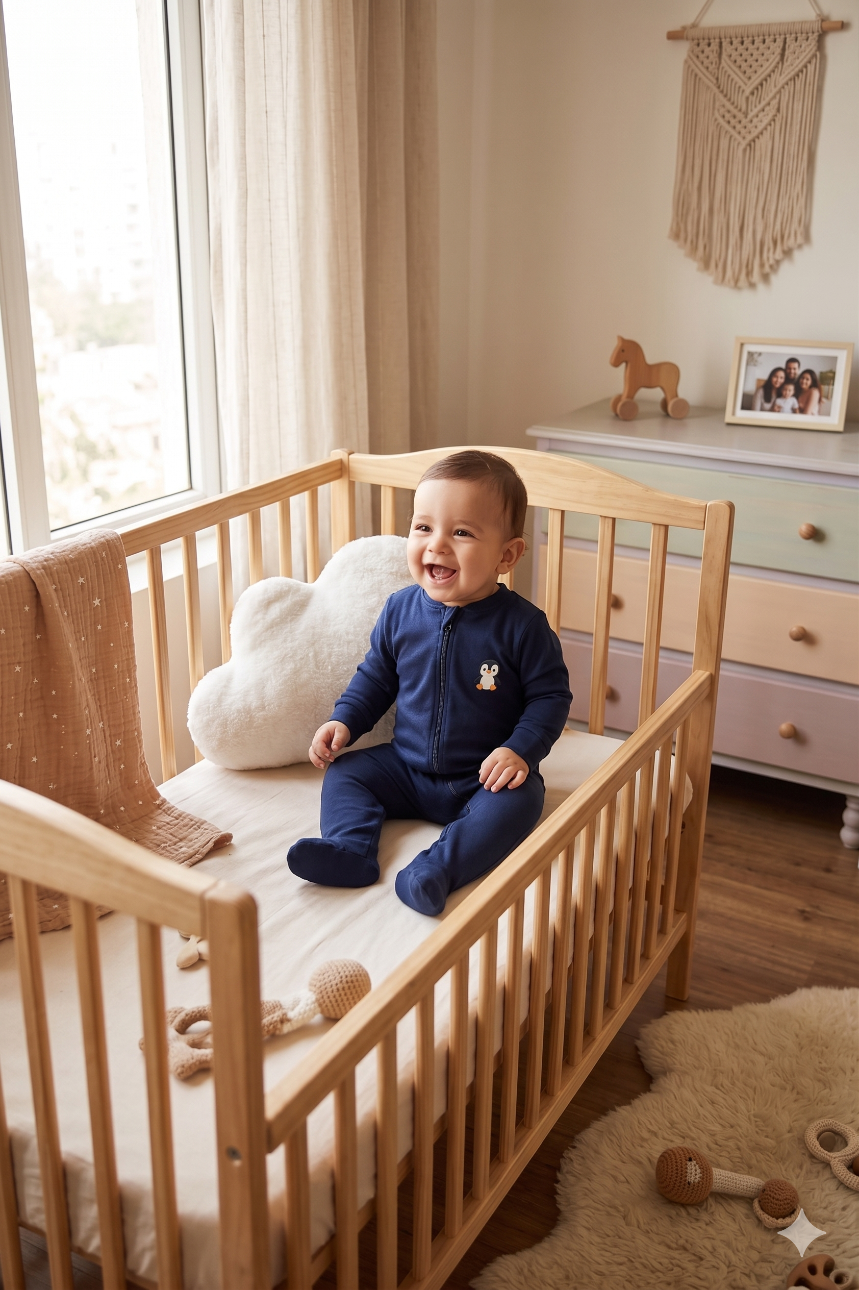 A Gentle Fit Baby Romper in Soft Cotton - Dream Cloud Set