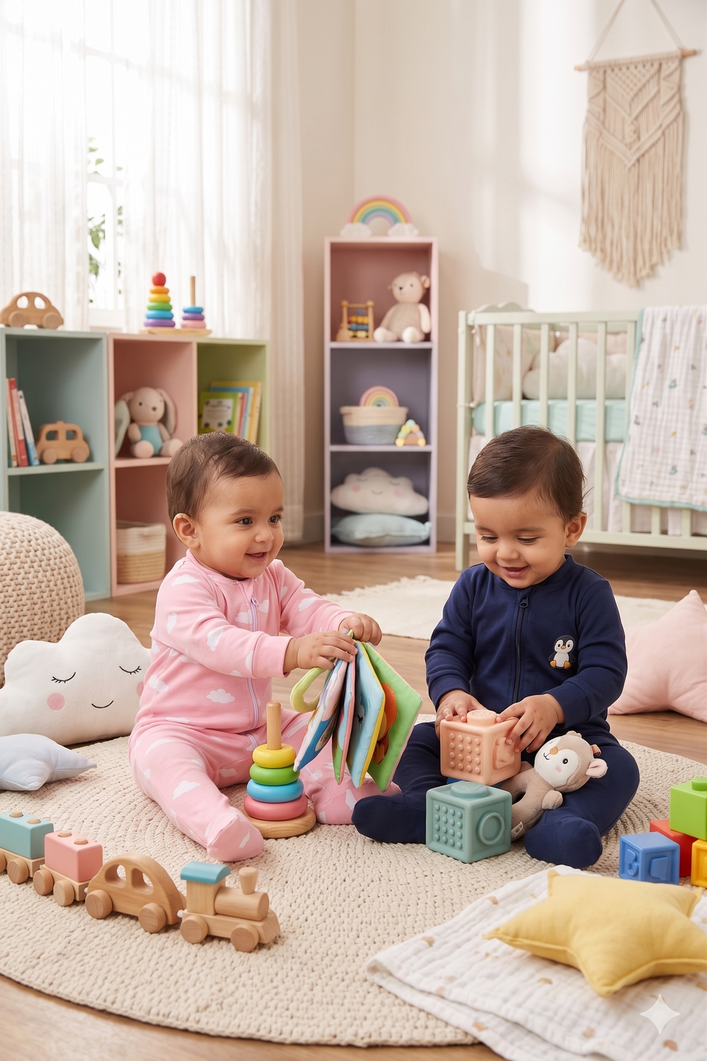 A Gentle Fit Baby Romper in Soft Cotton - Dream Cloud Set