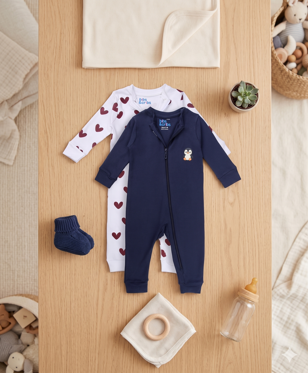 A Lightweight Cotton Baby Romper - Little Love Set