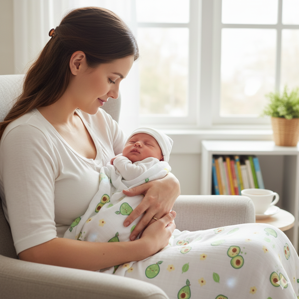 Muslin Baby Blanket – Avocado Print