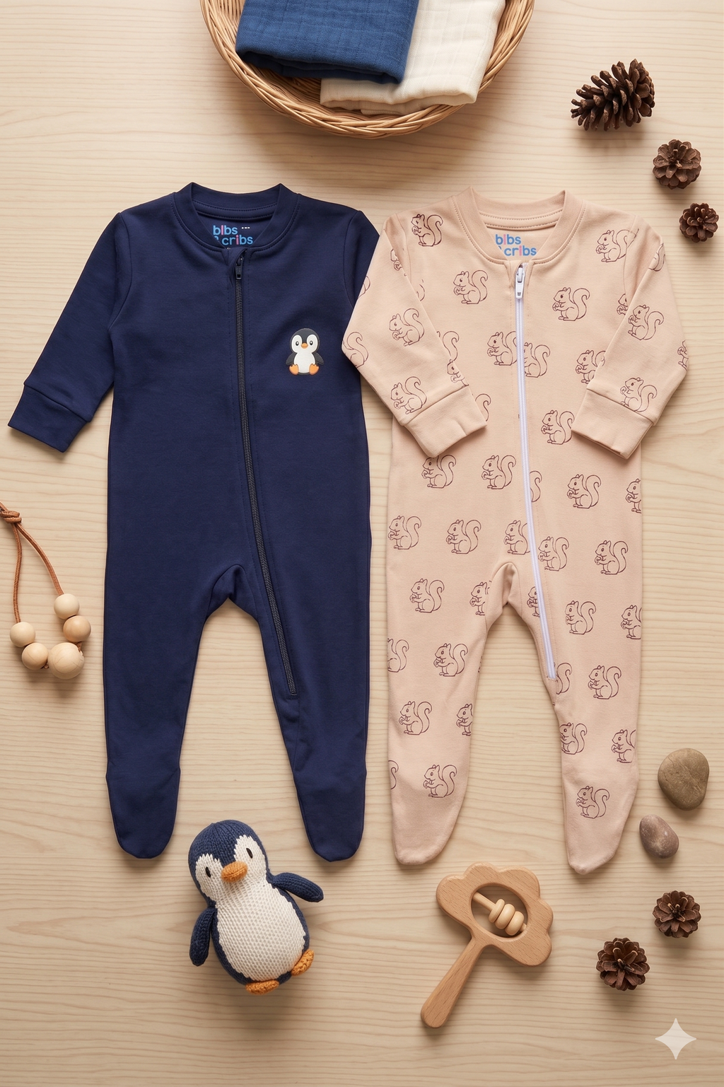 A Gentle Fit Baby Romper in Soft Cotton - Tiny Tales Set