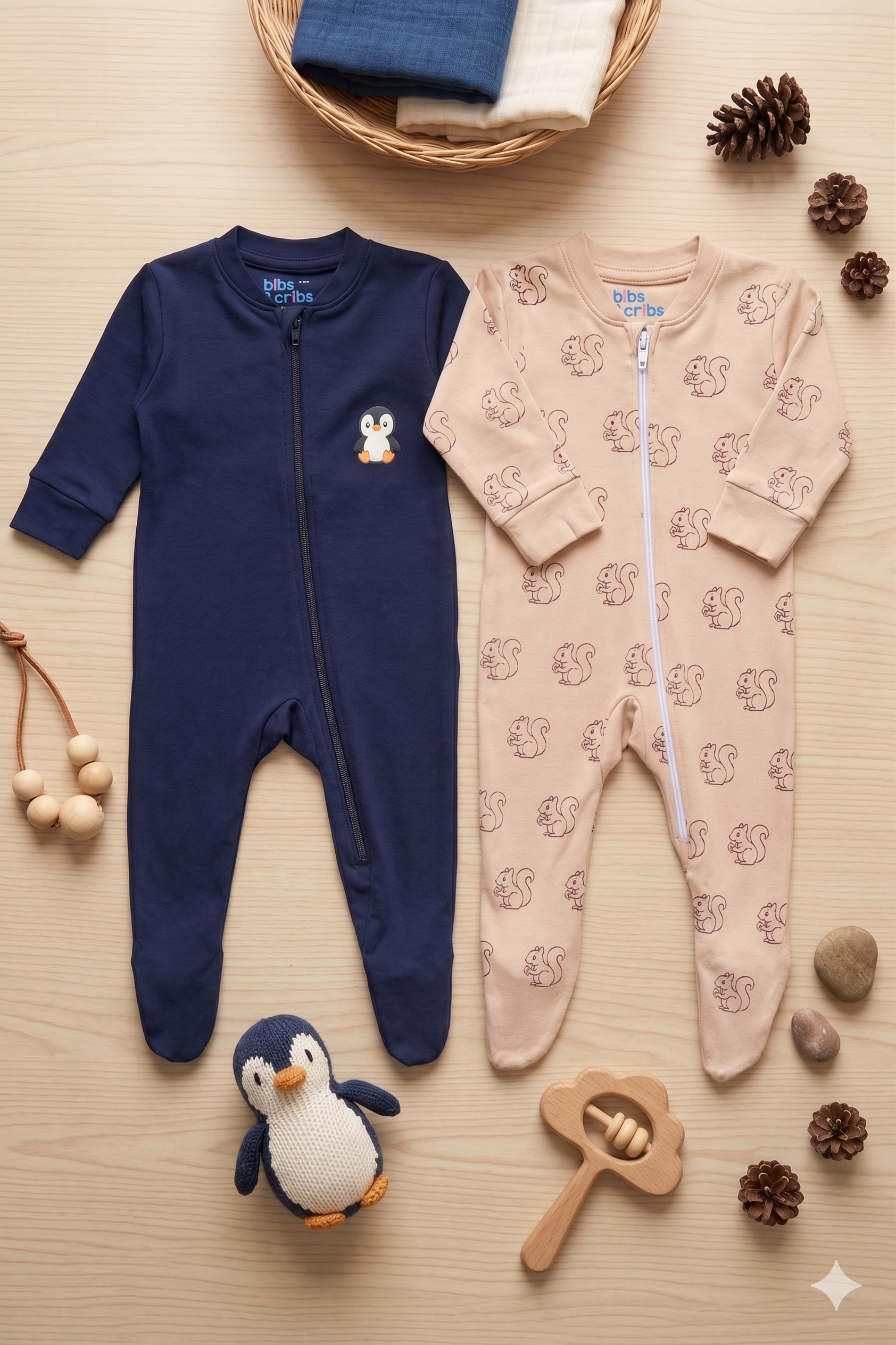 A Gentle Fit Baby Romper in Soft Cotton - Tiny Tales Set