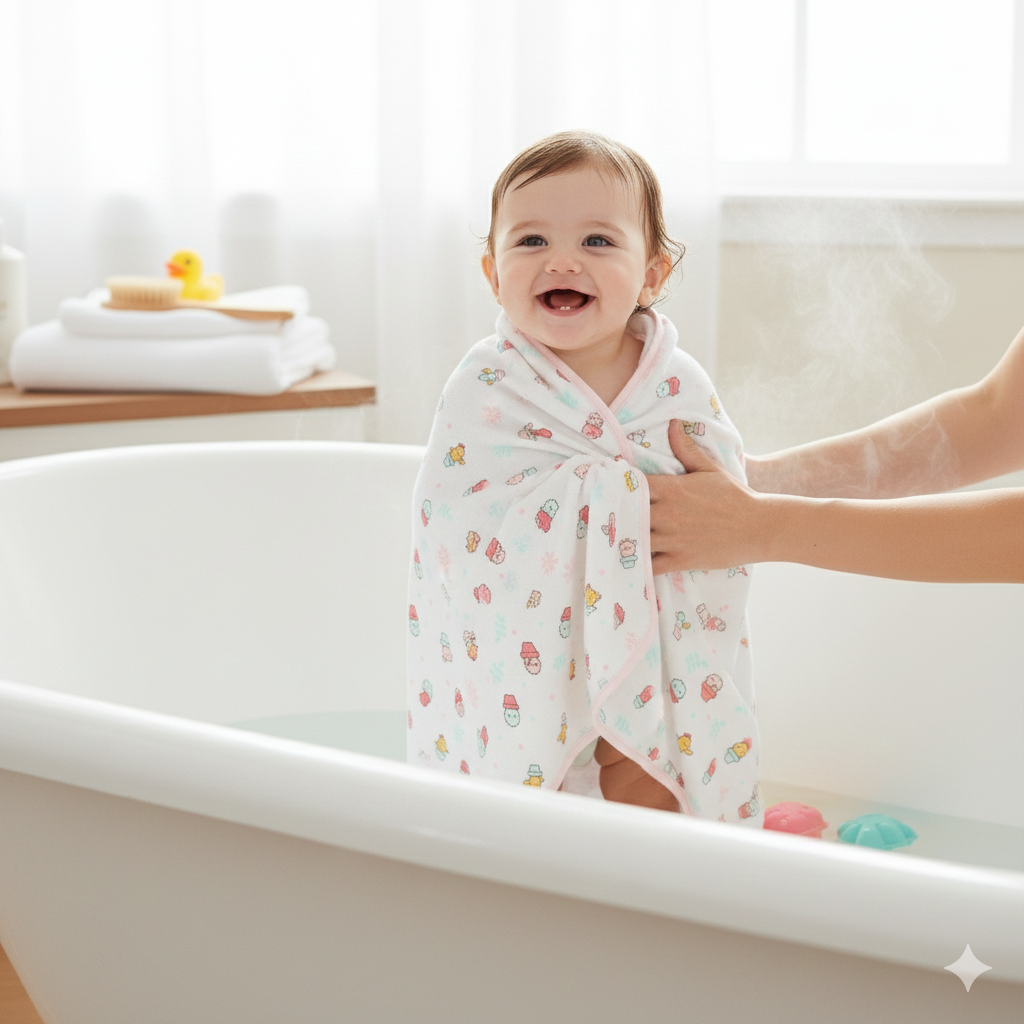 Muslin + Terry Hooded Towel - Cactus Print