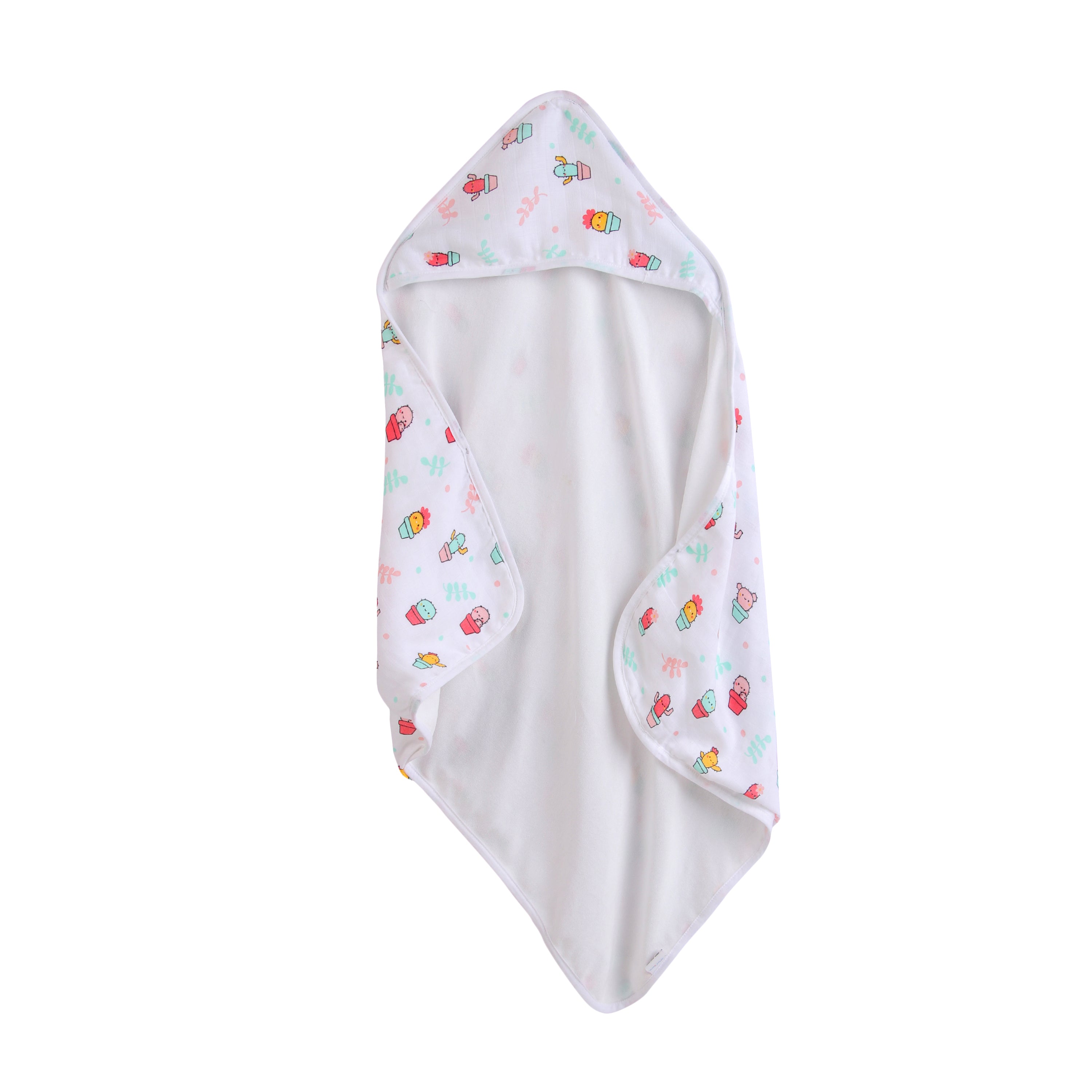 Muslin + Terry Hooded Towel - Cactus Print