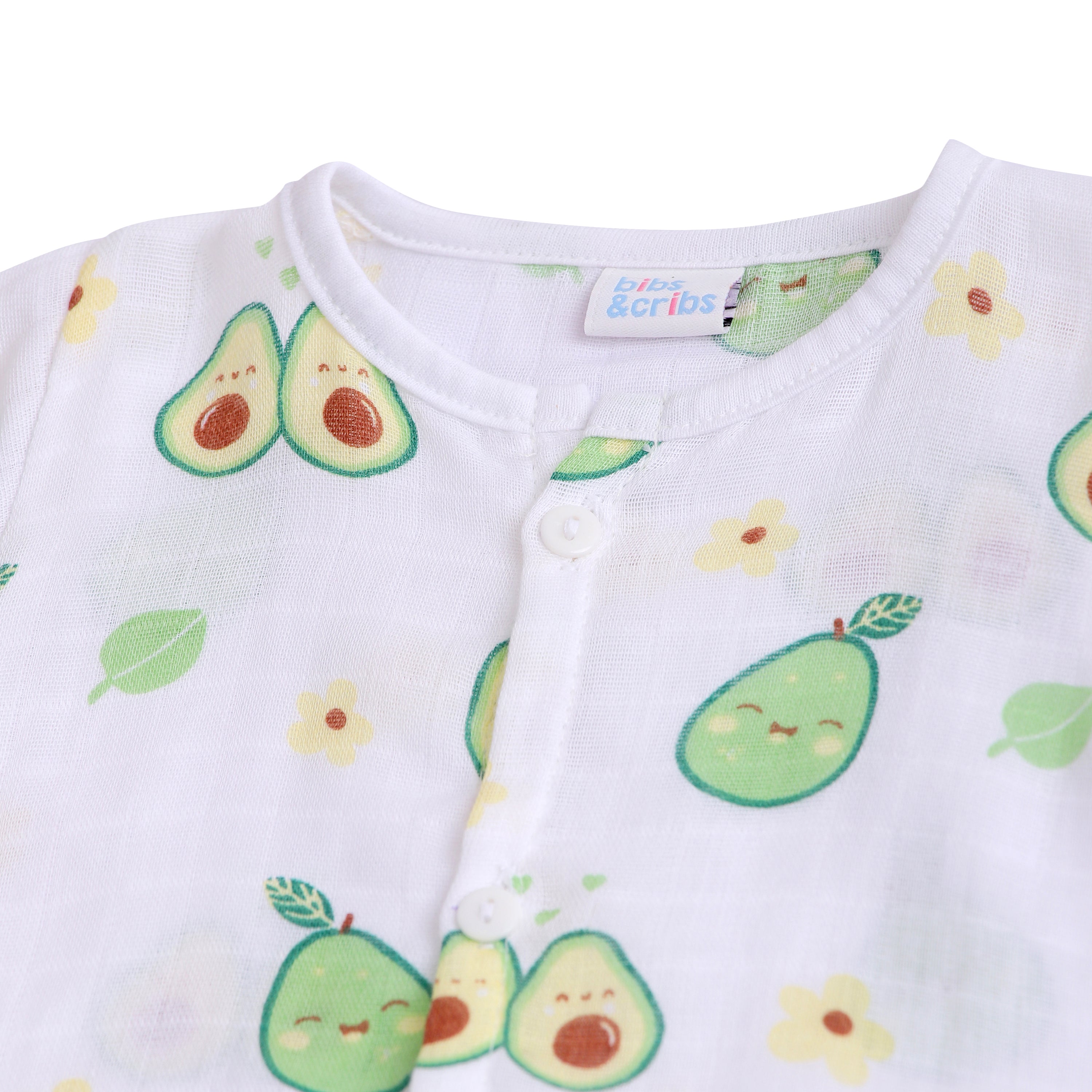 Muslin Night Suit Set - Avocado