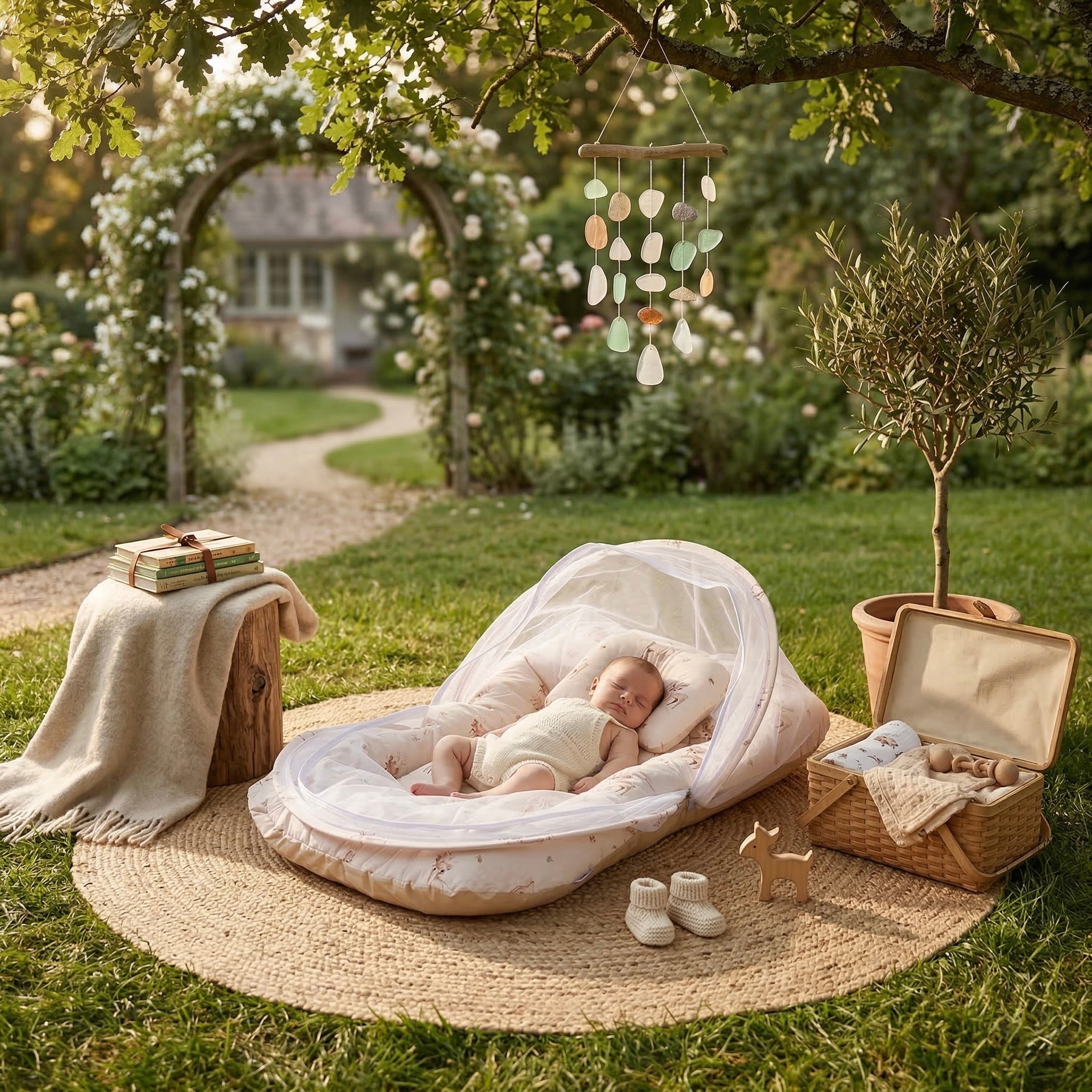 Baby Sleeping Bed with mosquito net (Deer Print)