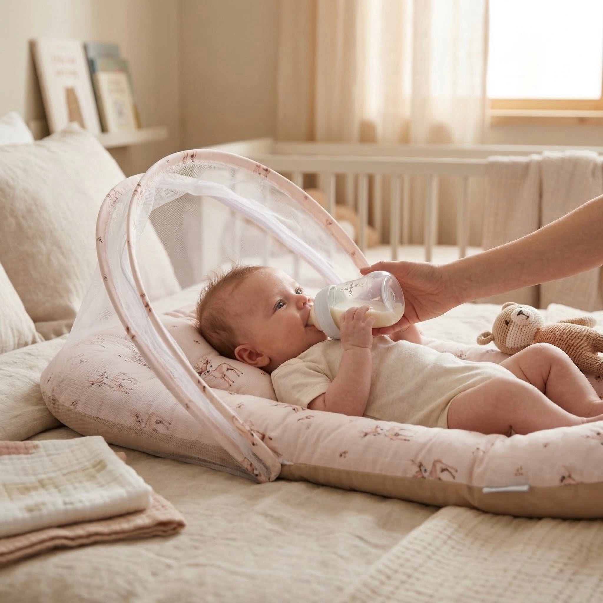Baby Sleeping Bed with mosquito net (Deer Print)