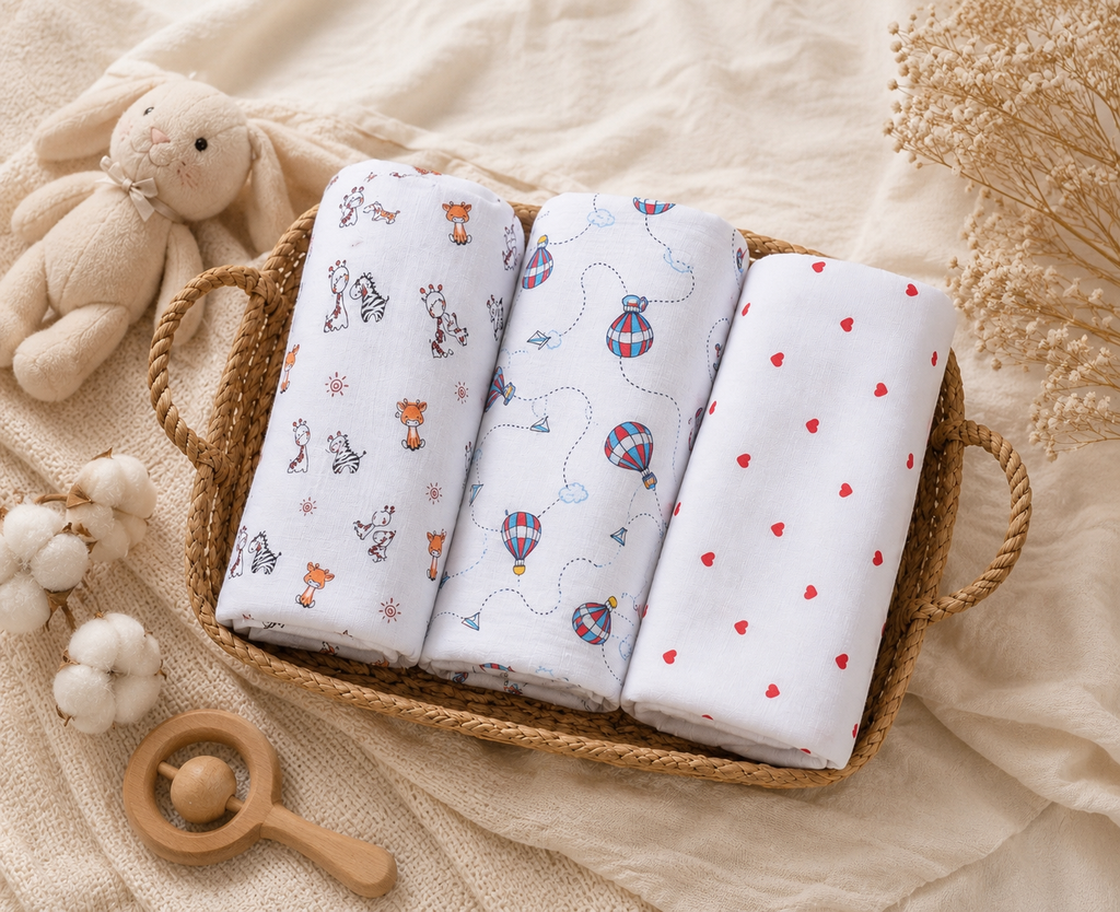 Baby Muslin Towel Set of 3 for Newborn Soft Baby Bath Towels