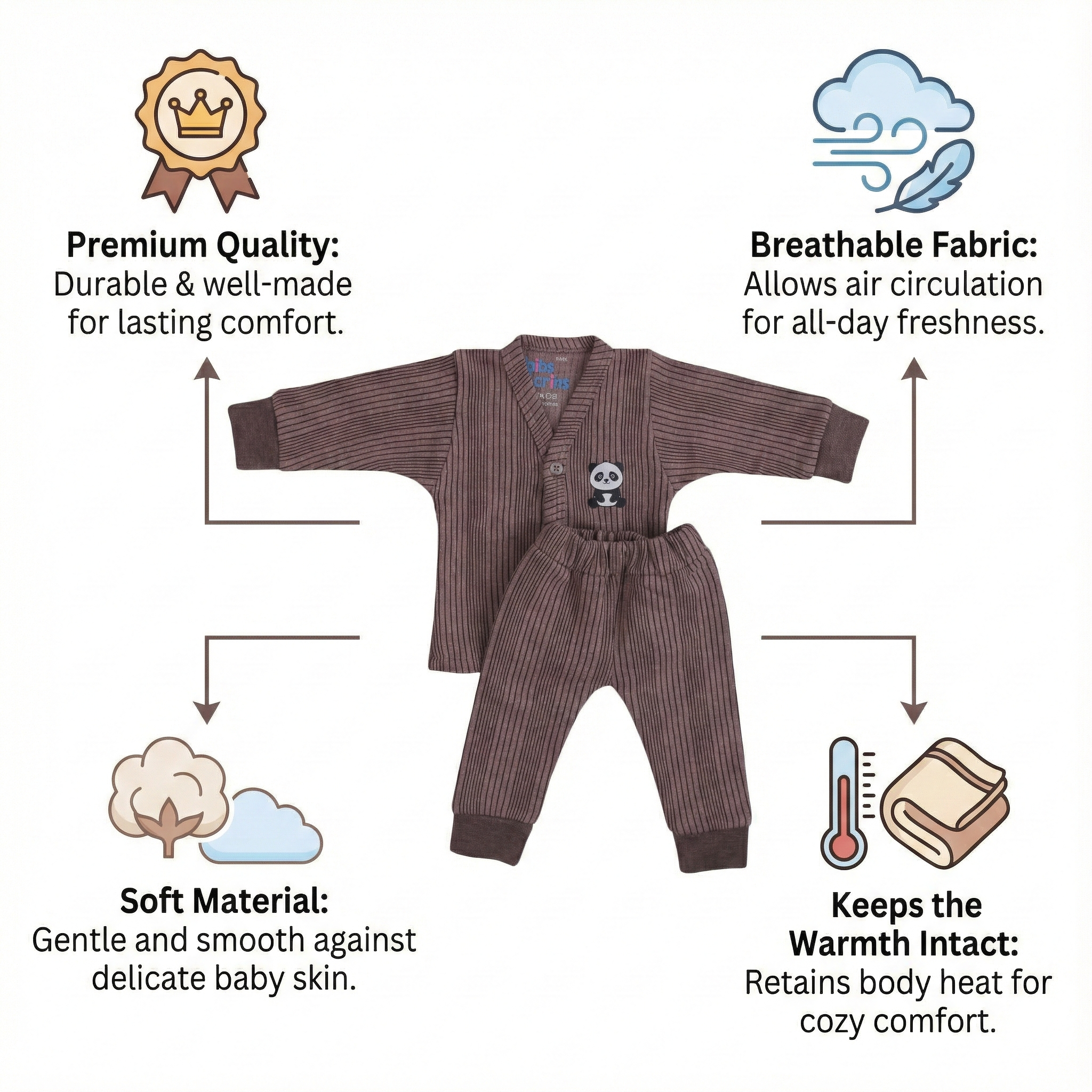 Thermals Set – V-Neck & Button Open (Set of 3)