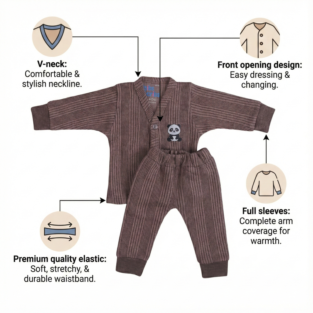 Thermals Set – V-Neck & Button Open (Set of 3)