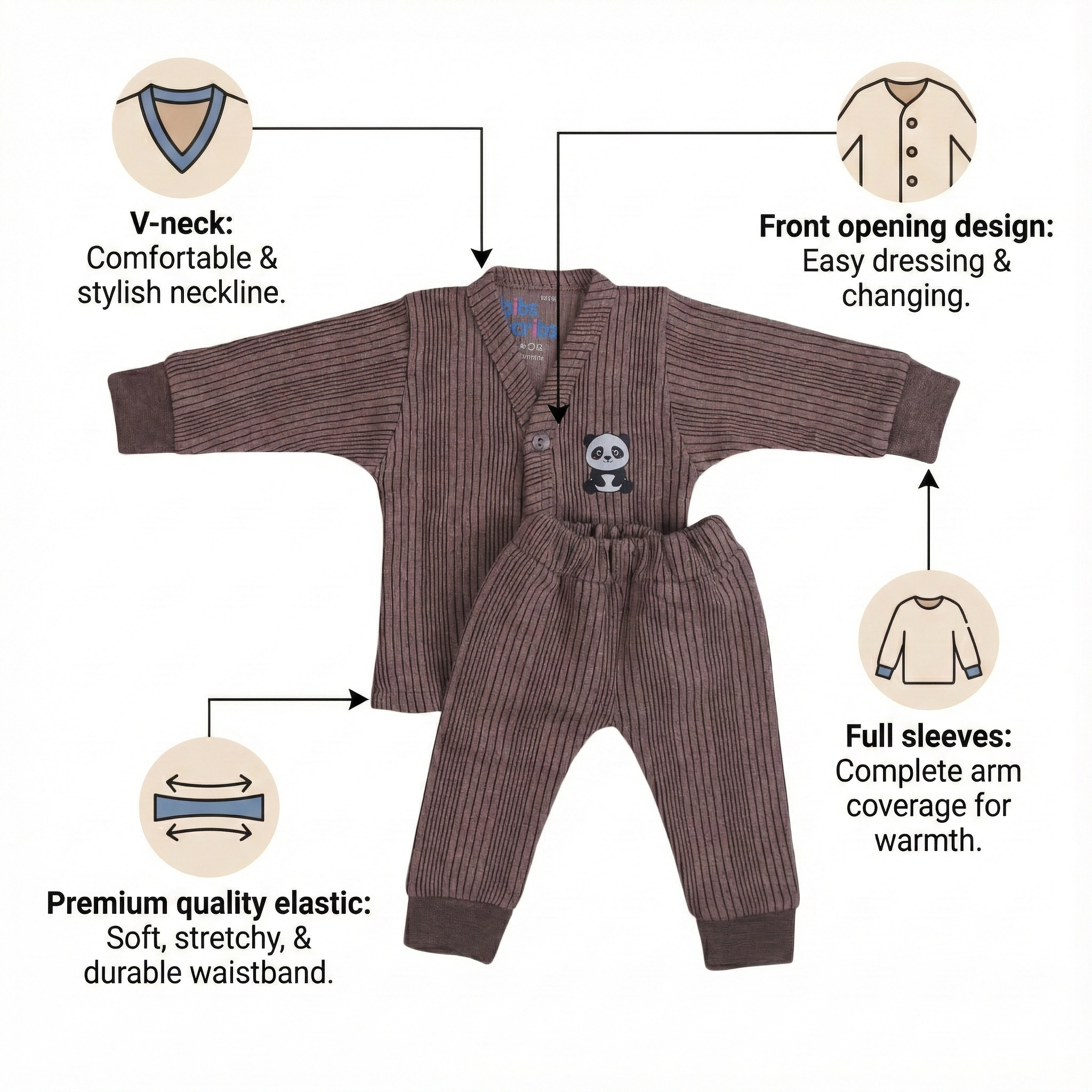 Thermals Set – V-Neck & Button Open (Set of 3)